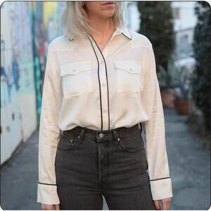 Levi's Made & Crafted Womens Snap Long Sleeve Western Shirt S Cream Viscose Rare